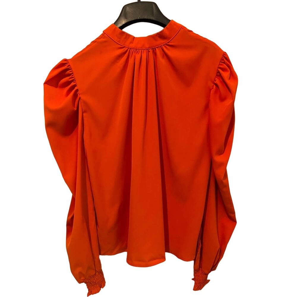 Hello Lover Statement Sleeve Smocked Top - Orange - Size Small